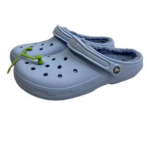 Crocs Clogs Men's 12 Blue Calcite Fuzzy Warm Classic Lined Beach Sandal Shoes
